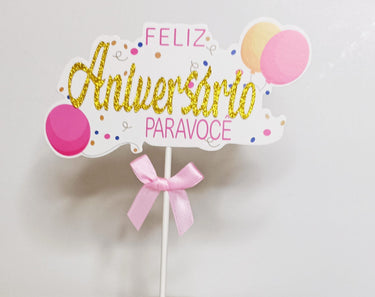 Topper Bolo Feliz Aniversário 25